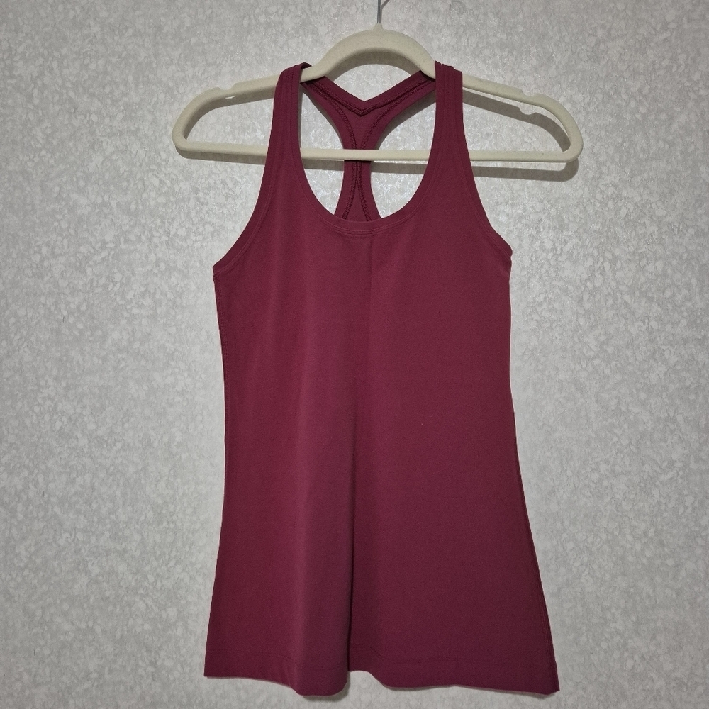 Lululemon Athletica Burgundy Fitted Cut Out Tank Top..SIZE:4
